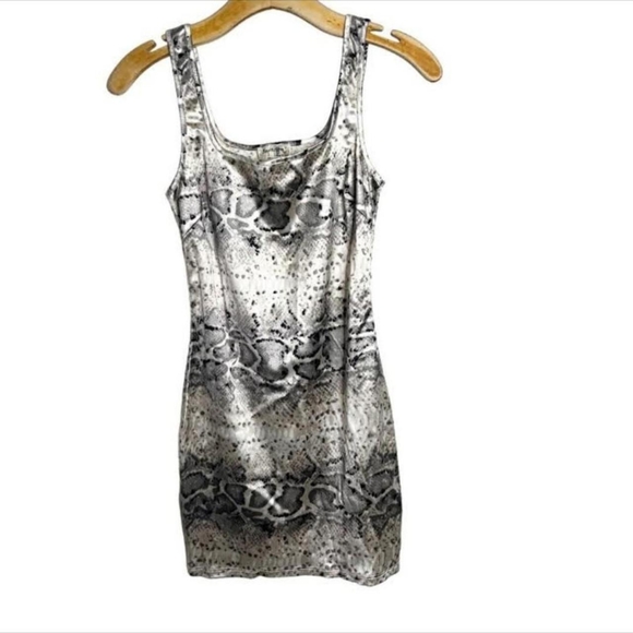 🆕Taupe Snakeskin Print Satin Silky Tank Bodycon Mini Dress~Size S - Picture 6 of 8